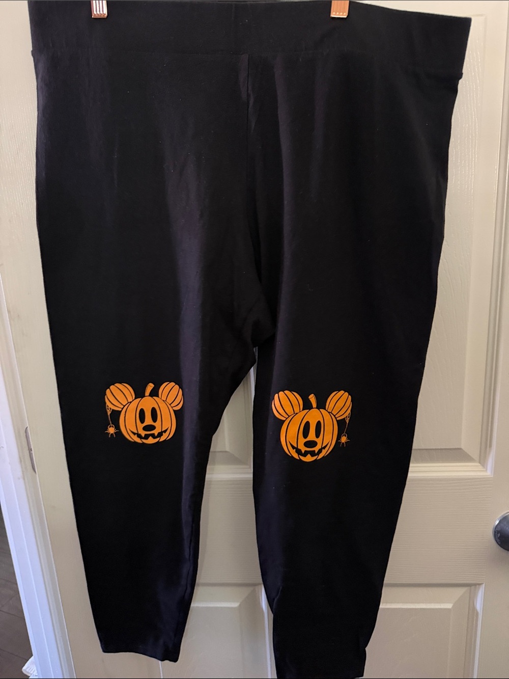 Disney Black Leggings with Orange Pumpkin Mickey Knees